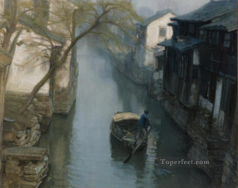 春の柳 1984 中国人のチェン・イーフェイ油絵